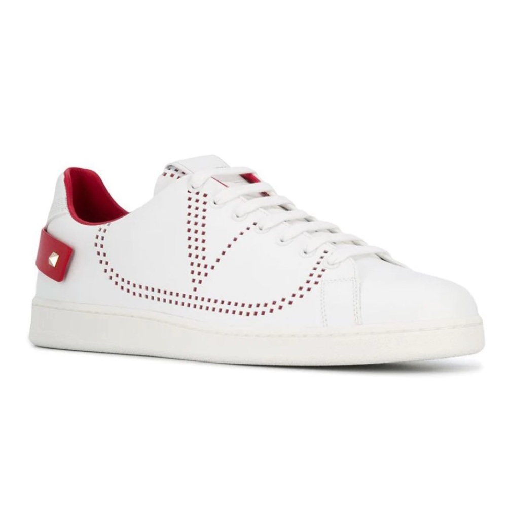 Valentino White Sneakers with Red Accents